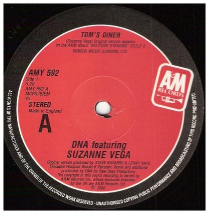 D.N.A FT. SUZANNE VEGA - TOM S DINER | 12   MAXI SINGLE USADO