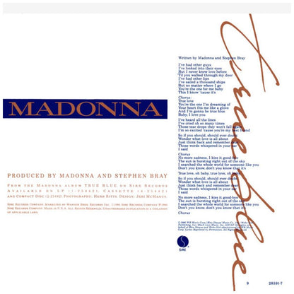 MADONNA - TRUE BLUE (BLUE VINYL) | 7" SINGLE USADO
