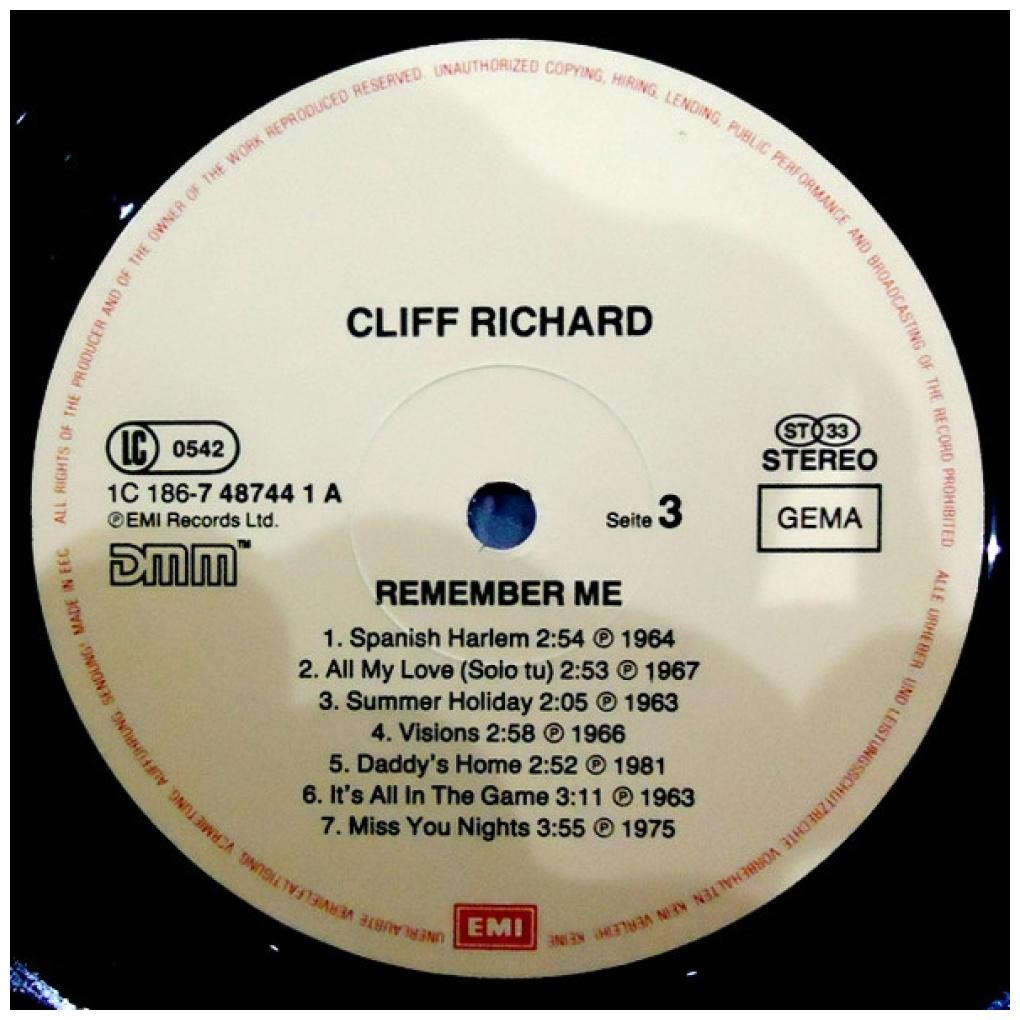 CLIFF RICHARD - REMEMBER ME: CLIFF'S GREATEEST HITS (2LP) | VINILO USADO
