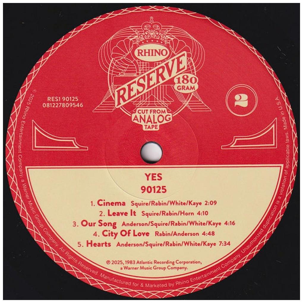 YES - 090125 (RHINO RESERVE) (RKTBR25) (BRICK & MORTAR EXCLUSIVE) | VINILO